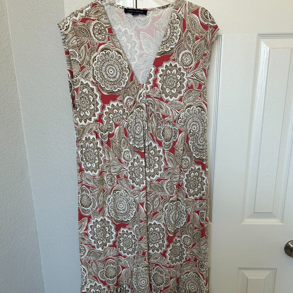 Tommy Hilfiger Tiered Paisley Maxi Dress - Brown & Red - Large